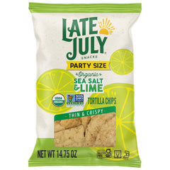 Late July Sea Salt & Lime tortilla chips bag ready for entertaining.