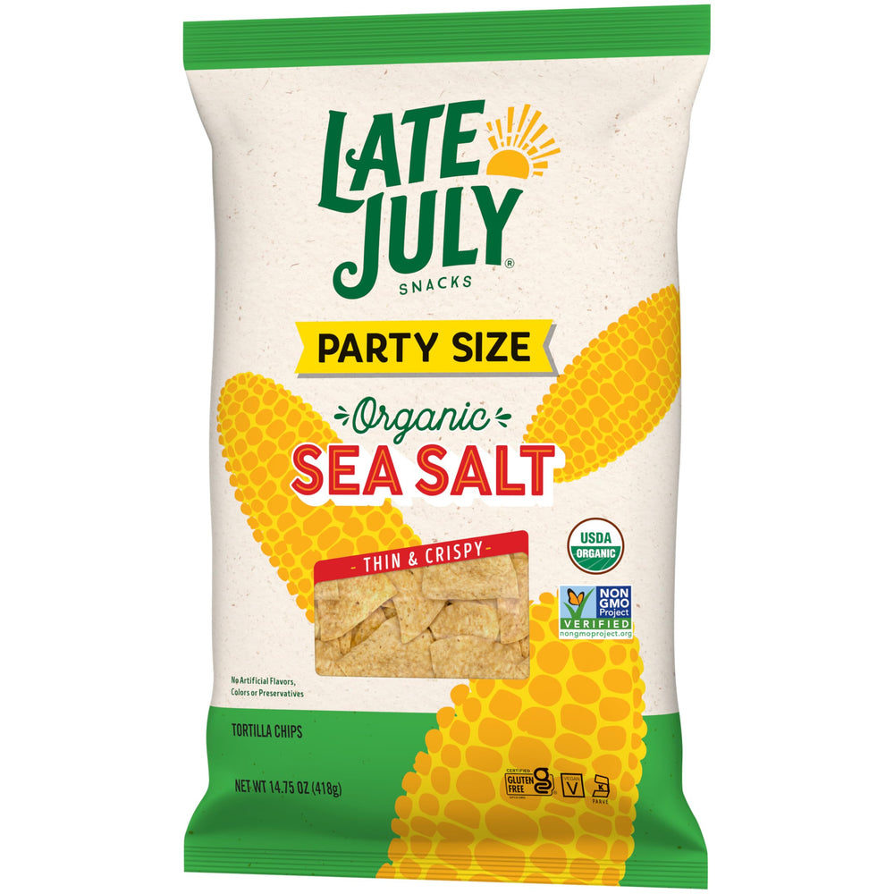 Late July Sea Salt tortilla chips with guacamole for a crowd-pleasing bite