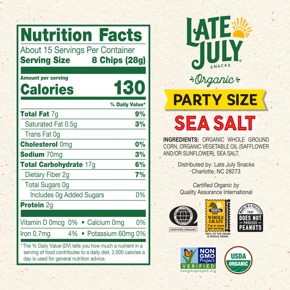 Late July Sea Salt tortilla chips in a bowl ready for sharing at parties