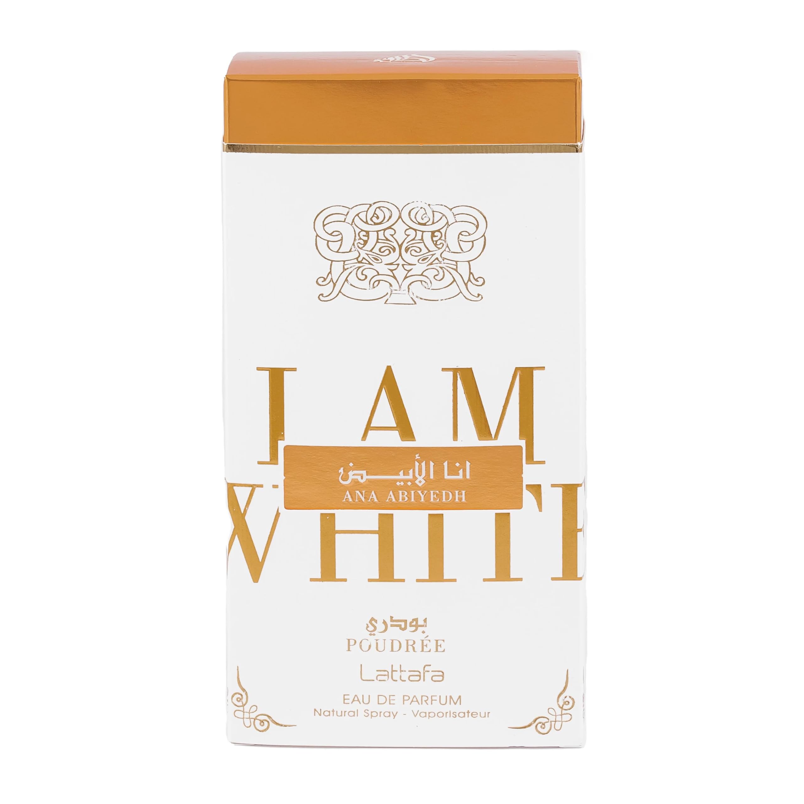 Lattafa Ana Abiyedh Poudree displayed with patchouli and vanilla hints