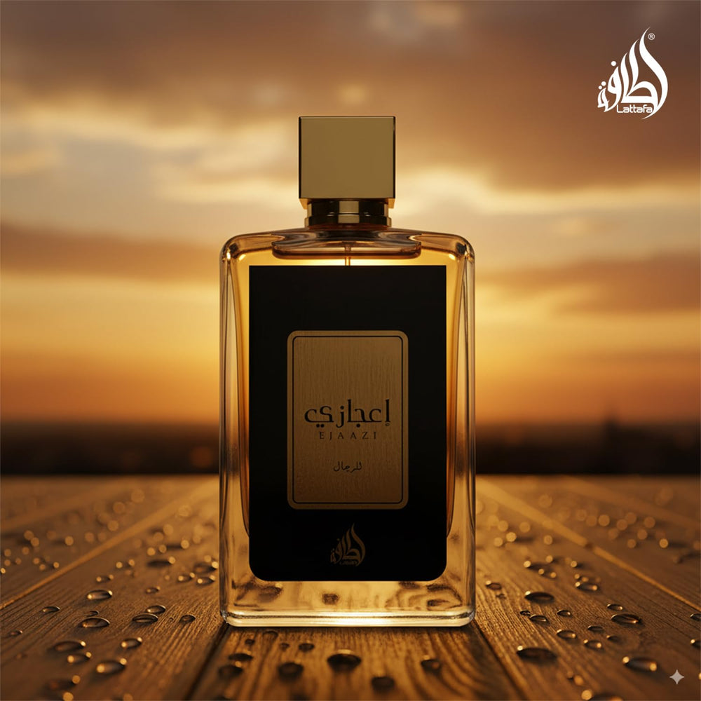 Lattafa Ejaazi spray application image suggests easy, everyday wear.