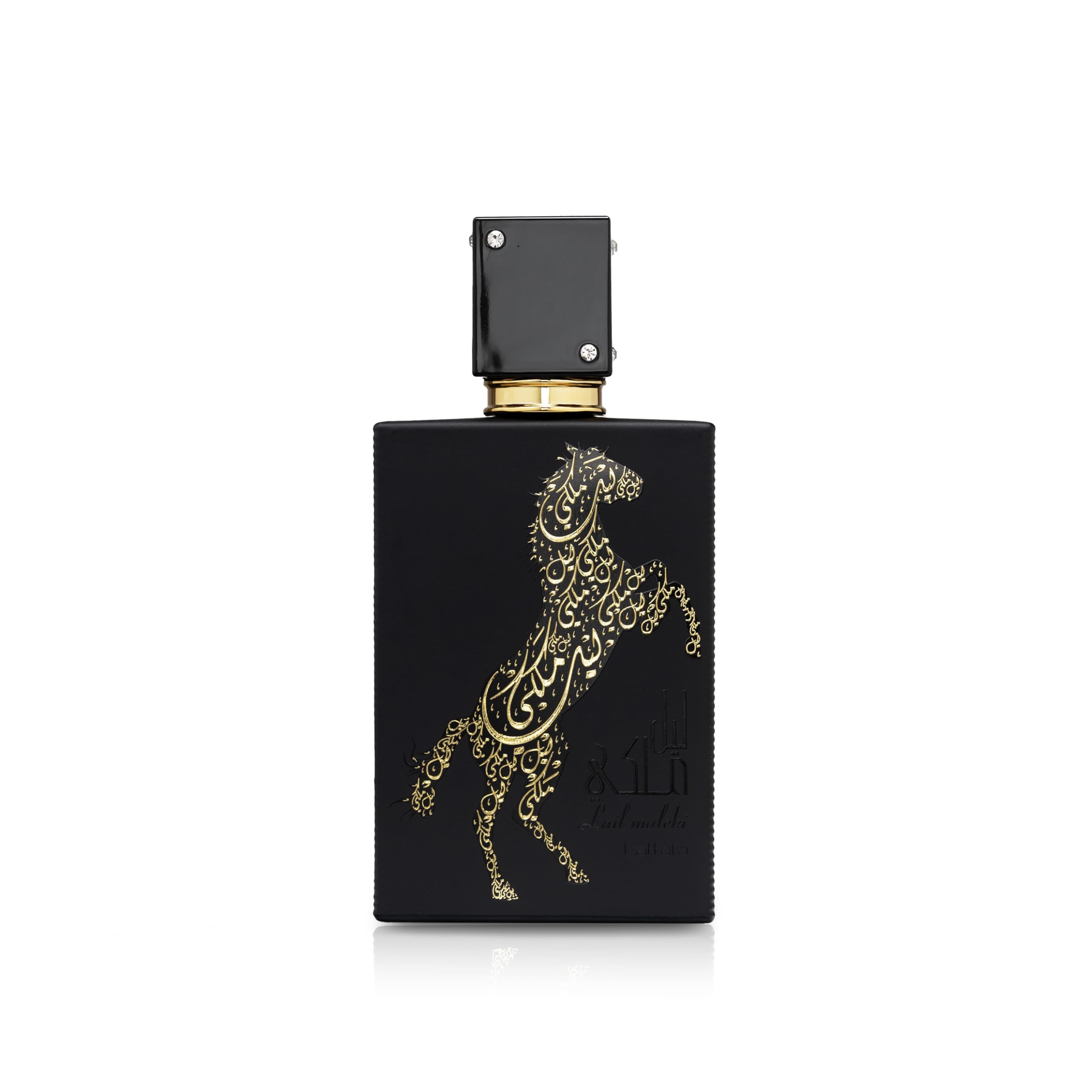 Lattafa Lail Maleki bottle front view with amber glow for daily wear