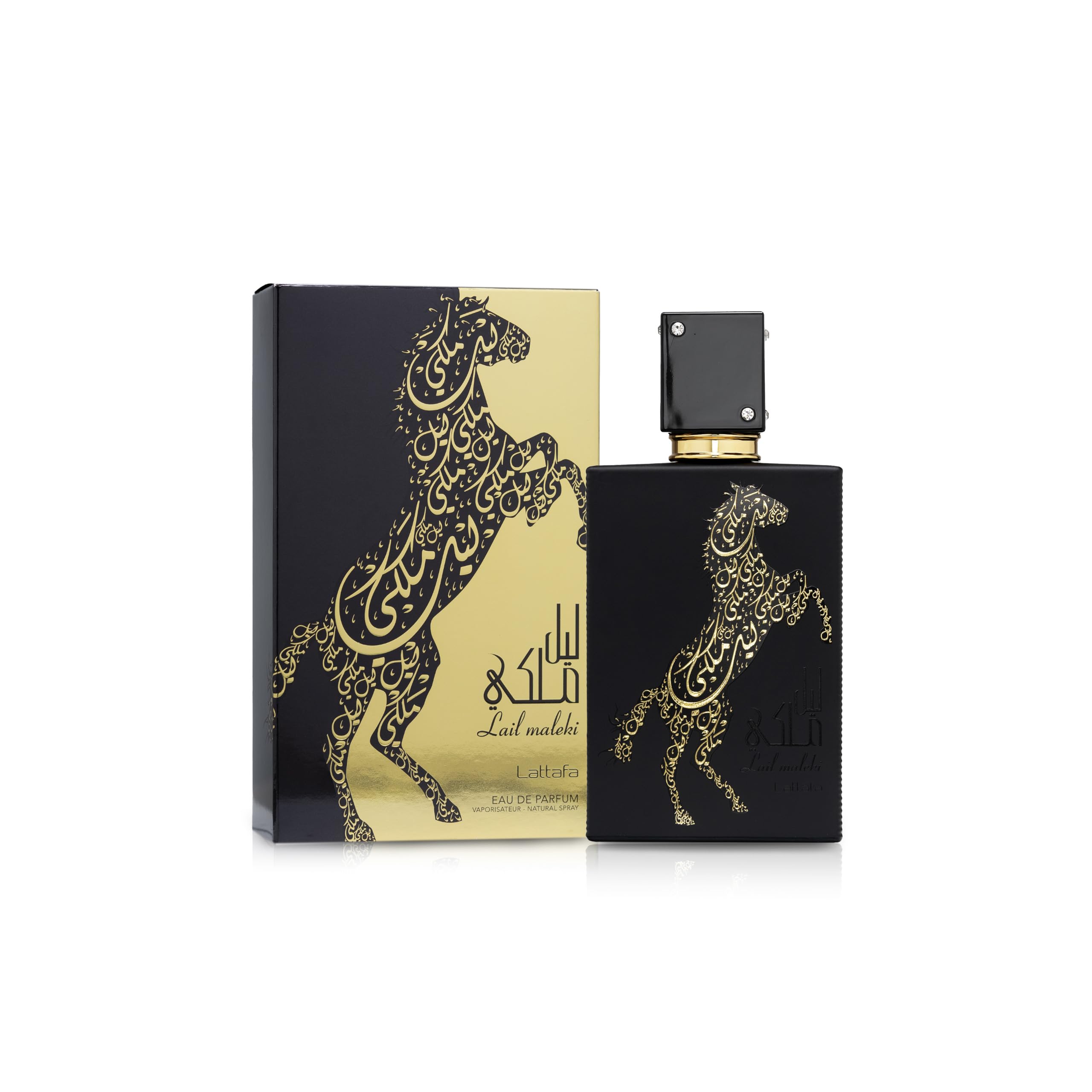 Lattafa Lail Maleki bottle side profile highlighting unisex appeal