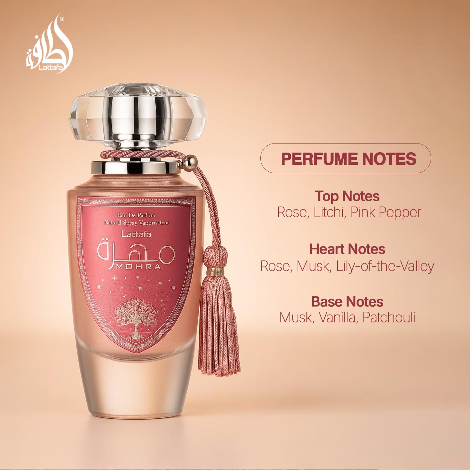 Lattafa Mohra Silky Rose outer packaging conveys premium elegance and gift-ready appeal