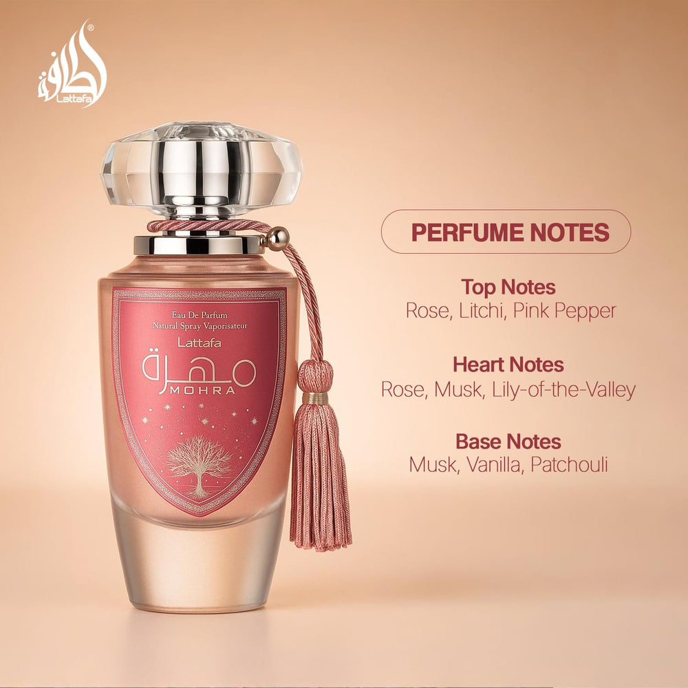 Lattafa Mohra Silky Rose outer packaging conveys premium elegance and gift-ready appeal