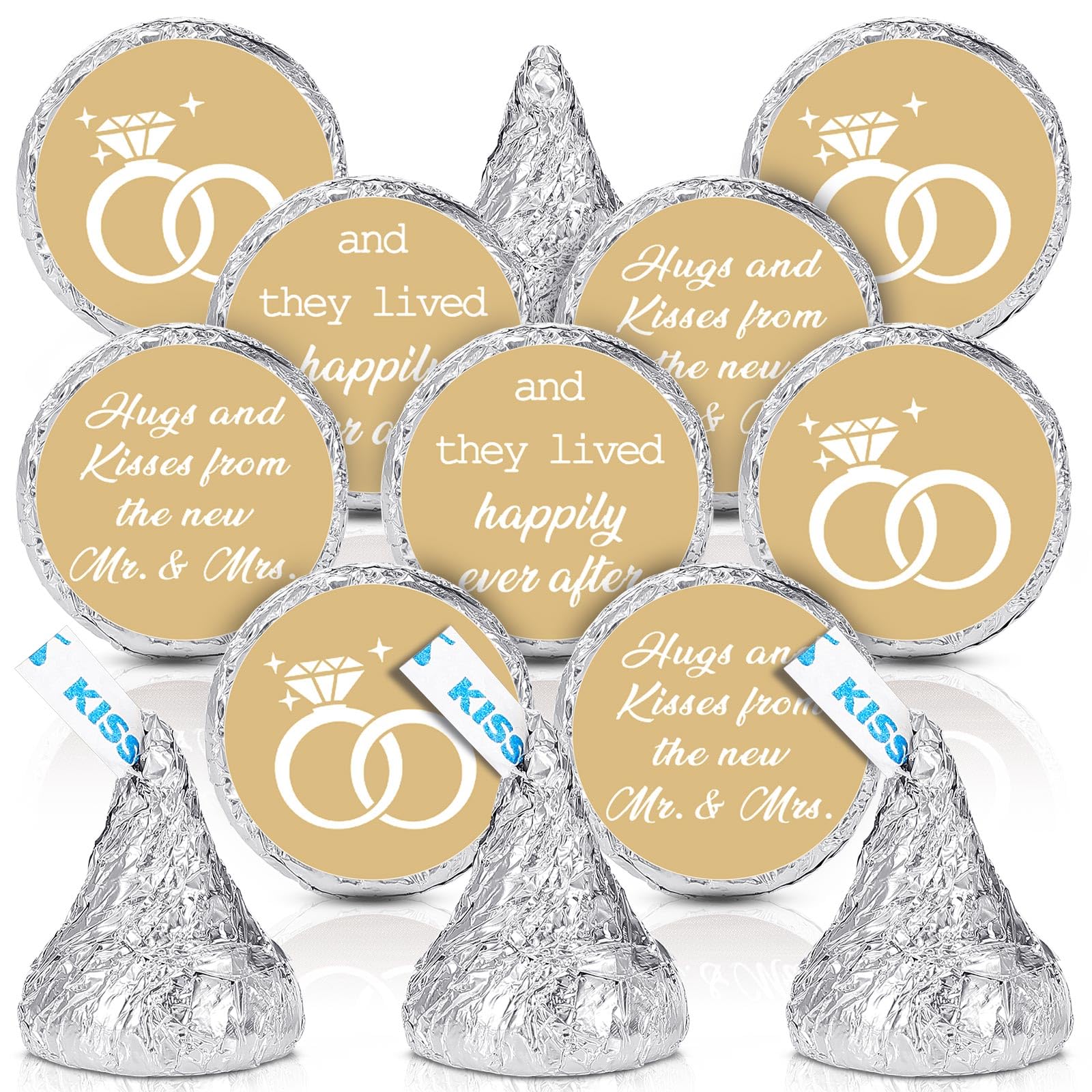 Laumoi Hugs and Kisses wedding stickers roll for quick candy packaging decor