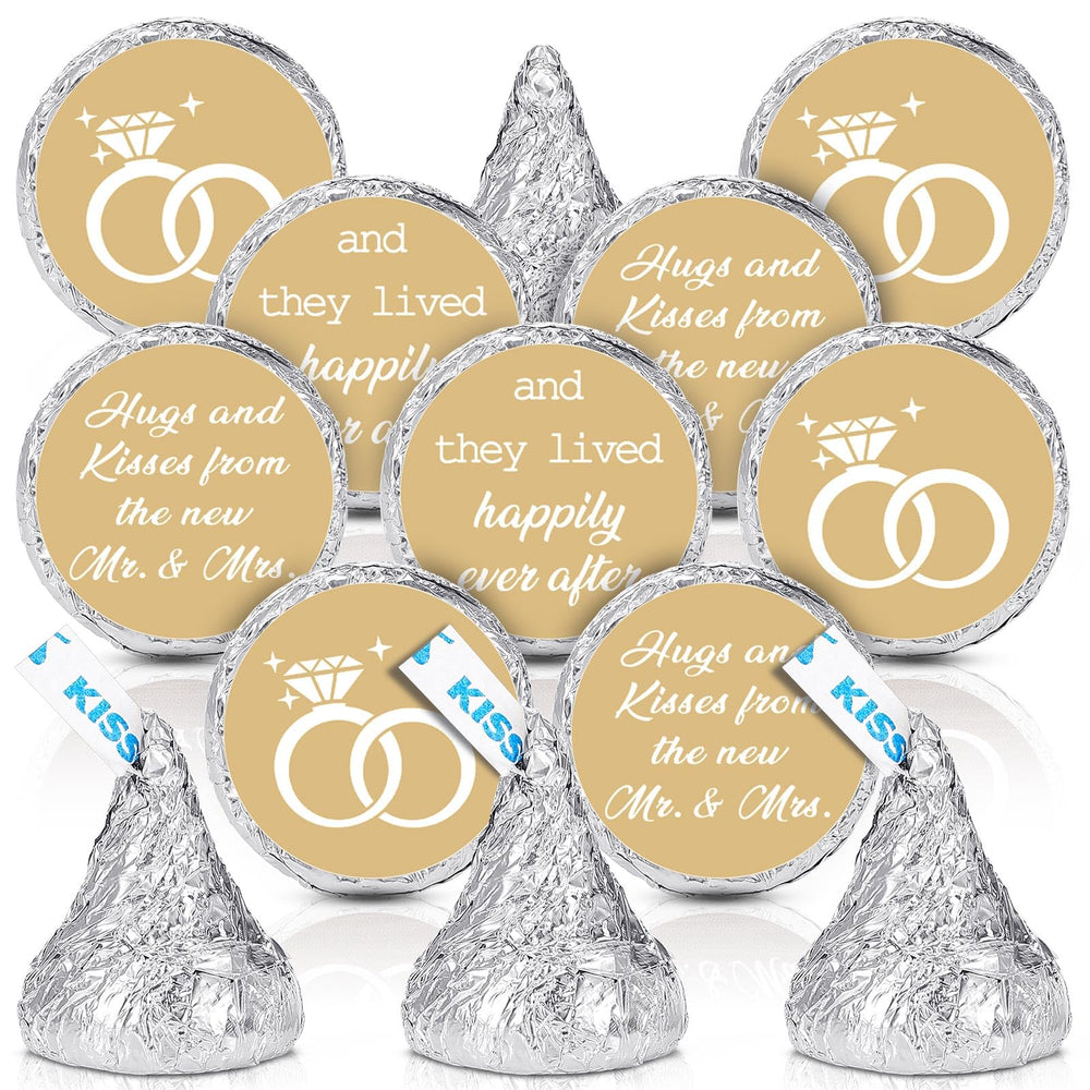 Laumoi Hugs and Kisses wedding stickers roll for quick candy packaging decor