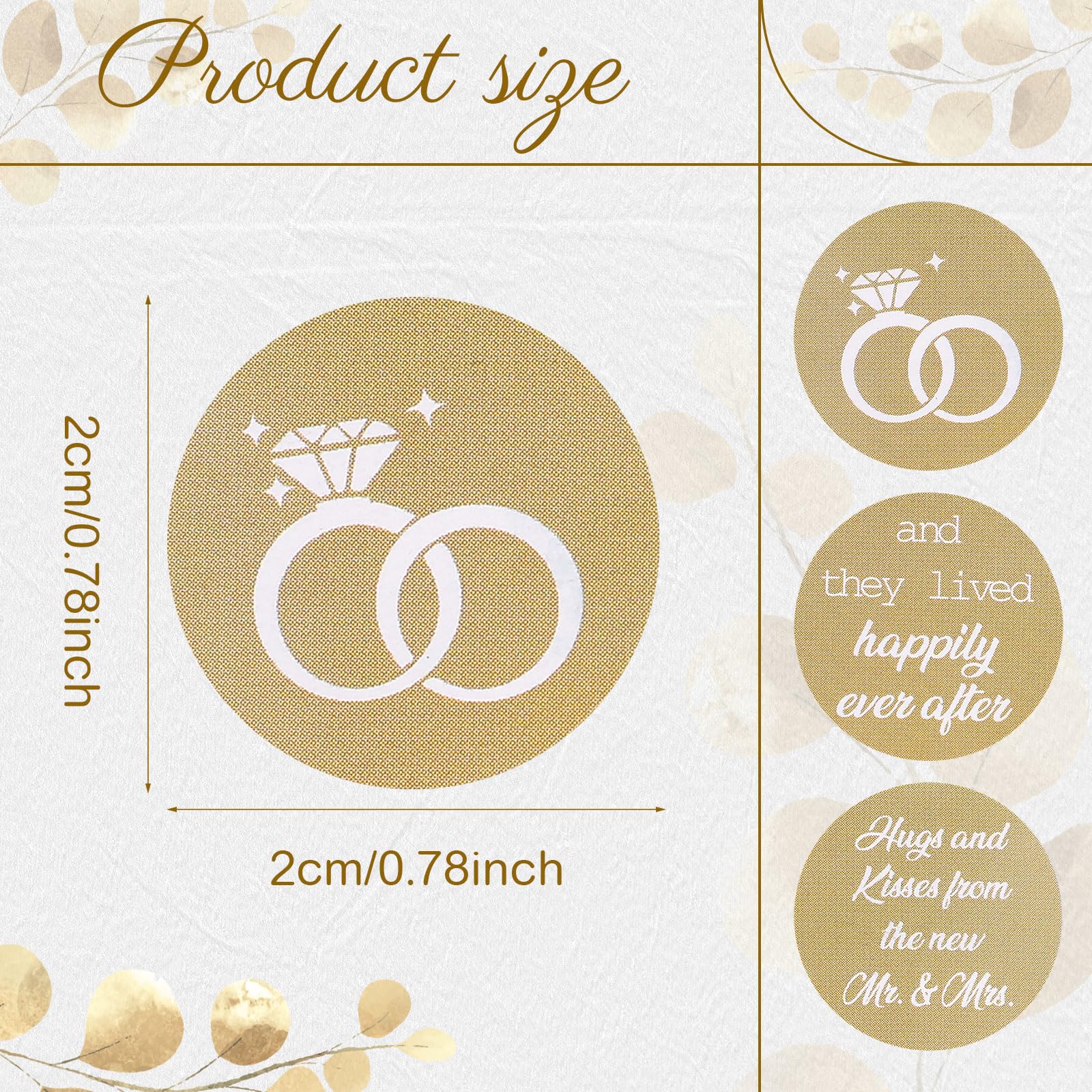 Laumoi wedding labels with gold design add elegant touches to party favors