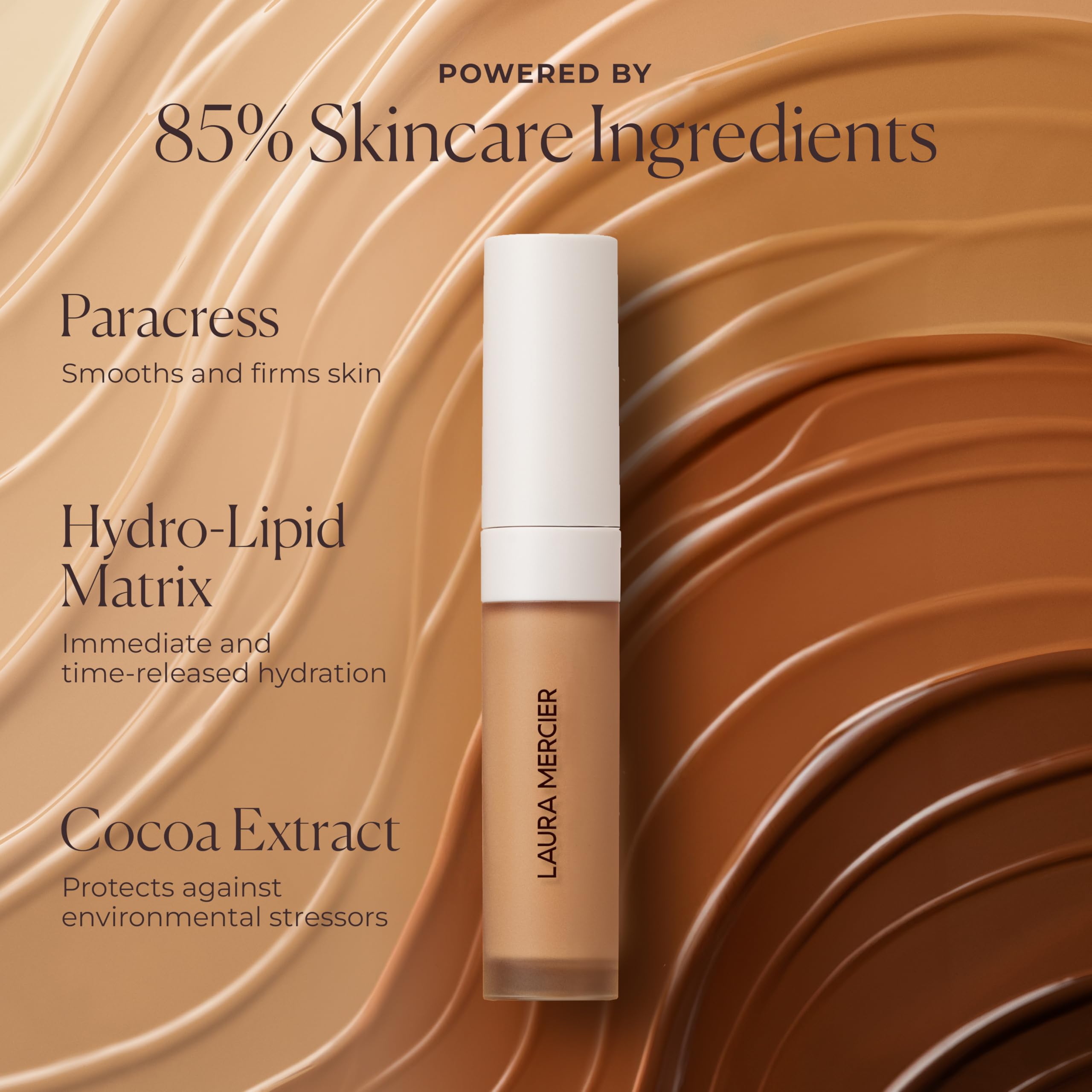 Finish detail of Laura Mercier Real Flawless serum concealer with a natural glow.