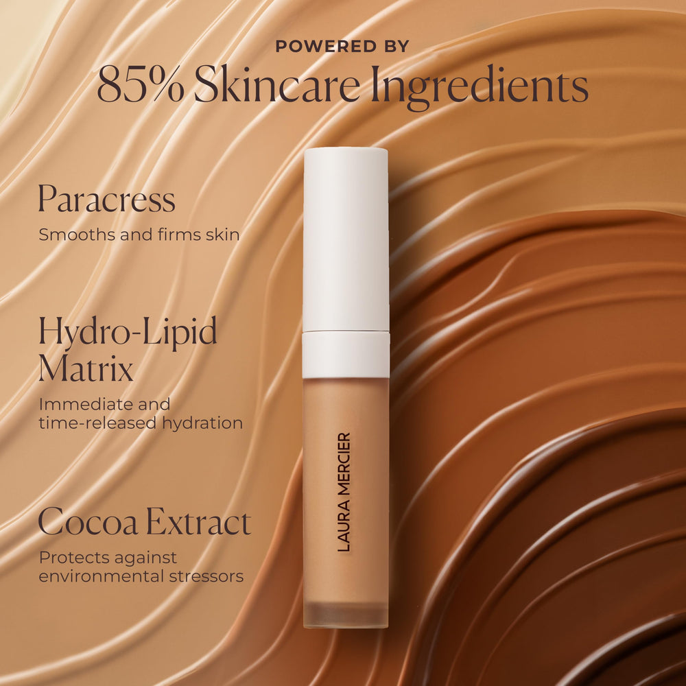 Finish detail of Laura Mercier Real Flawless serum concealer with a natural glow.