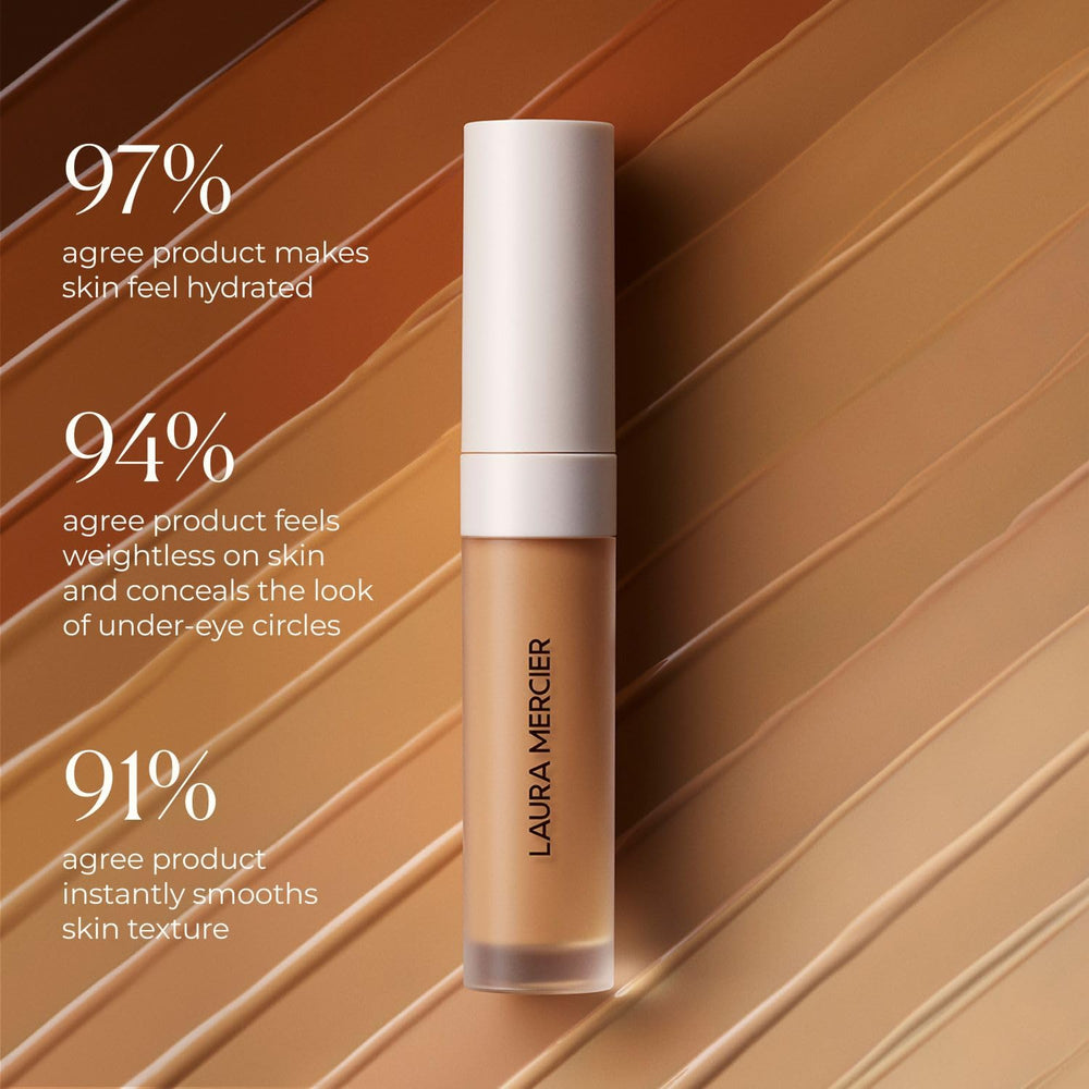 Waterproof wear demonstration of Laura Mercier Real Flawless serum concealer in humid conditions.