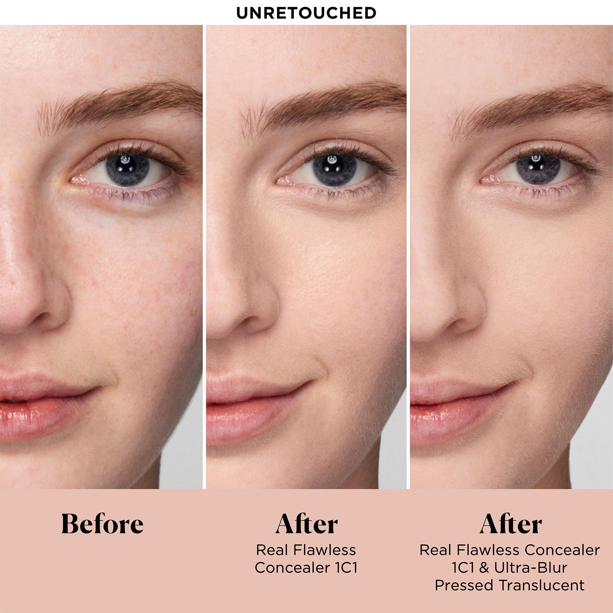 Laura Mercier translucent powder swatch showing natural finish.