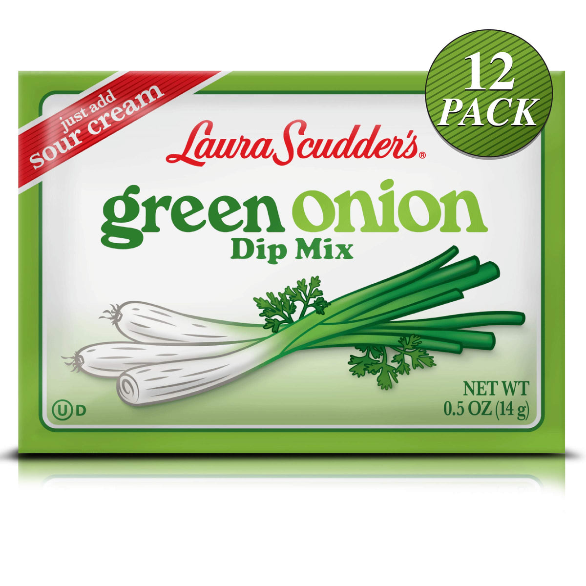 Laura Scudder's Green Onion Dip Mix packet for quick mixing and serving.