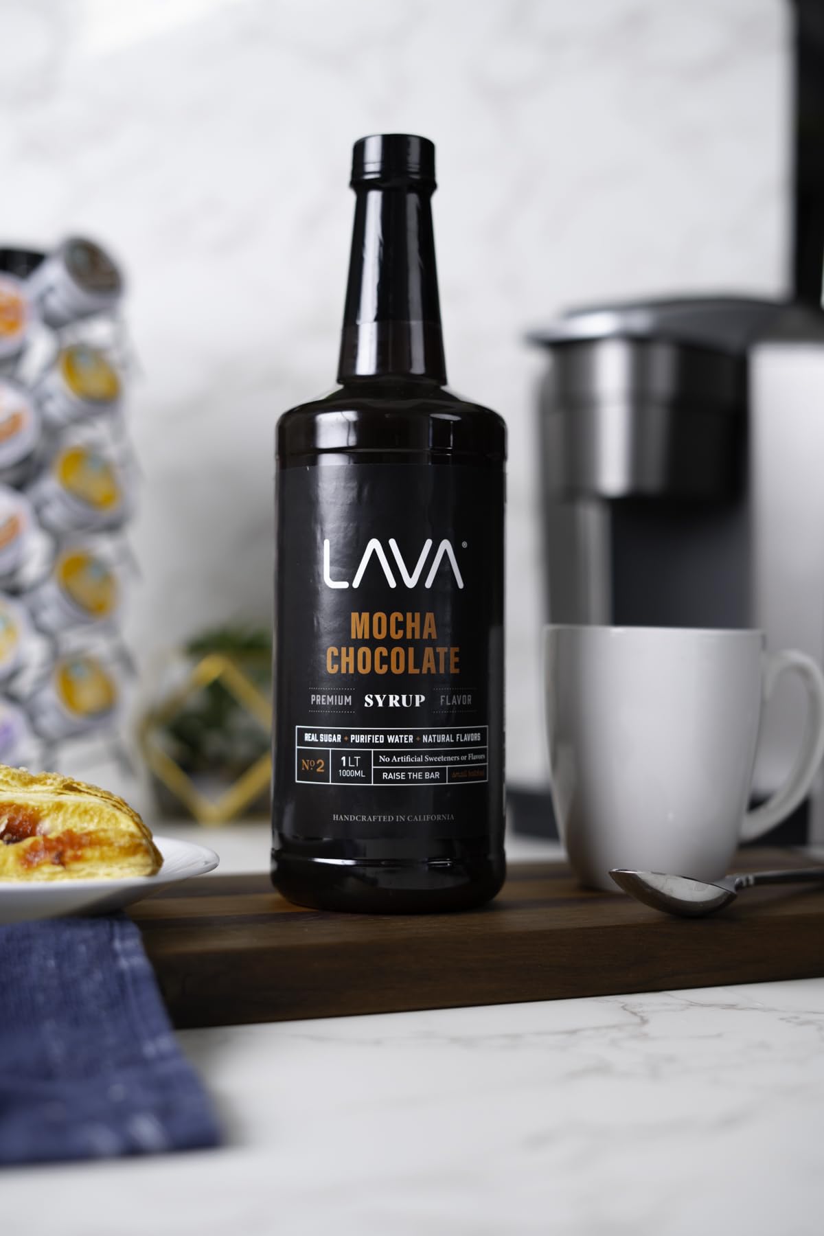 LAVA Premium Mocha Syrup over ice cream as a decadent topping