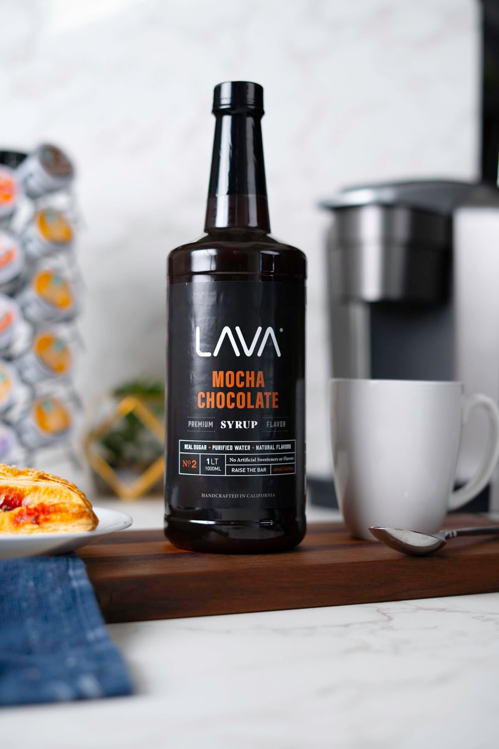LAVA Premium Mocha Syrup over ice cream as a decadent topping
