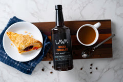LAVA Mocha Syrup bottle showing no artificial flavors for versatile use