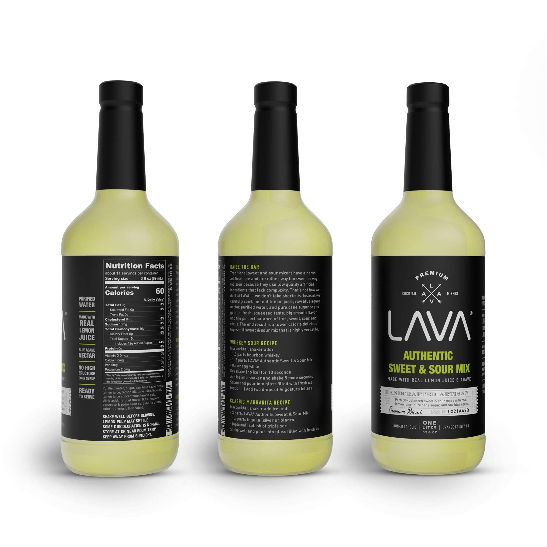 LAVA Sweet & Sour Mix ingredients reveal real lemon and lime for fresh flavor.