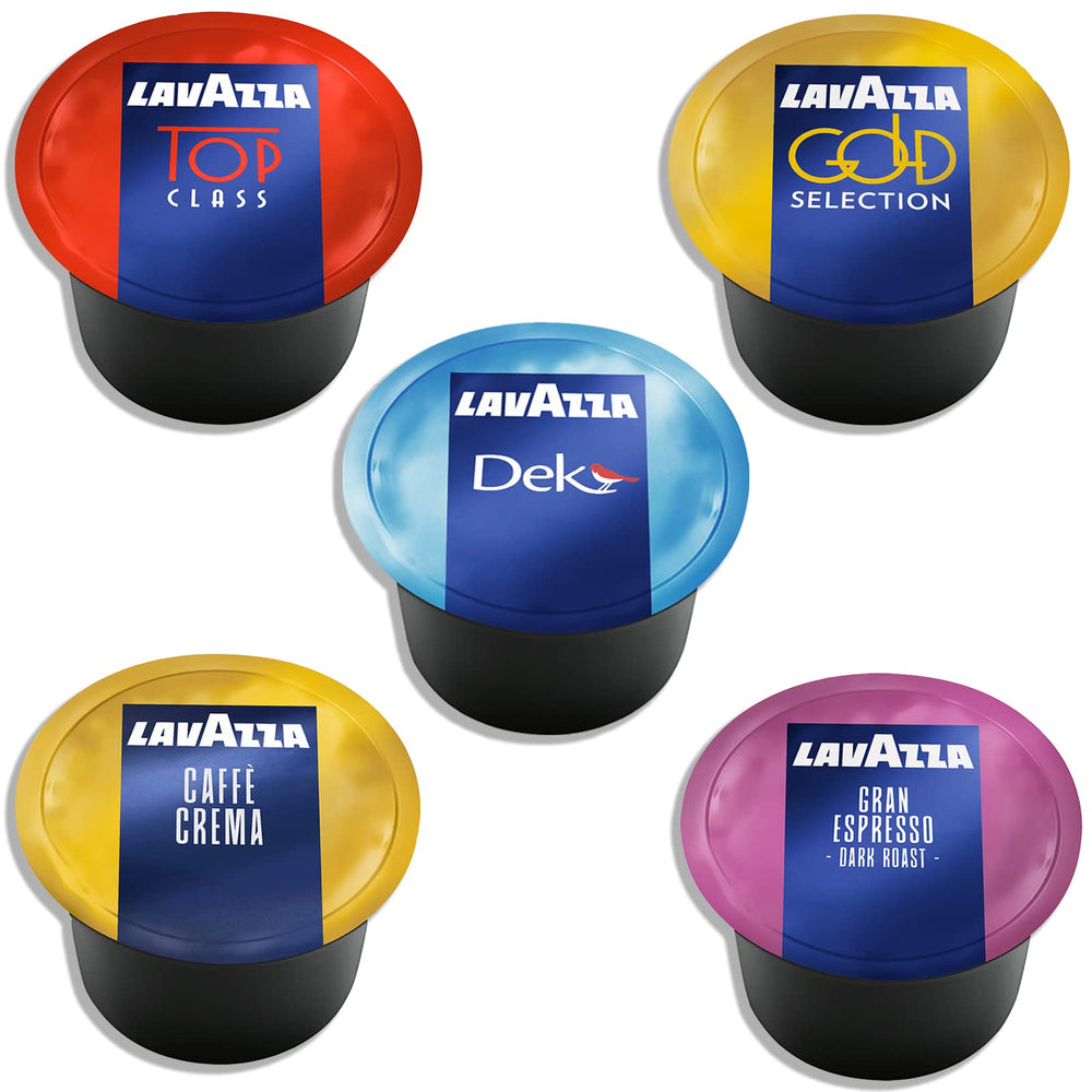 Lavazza Blue Top Class pods in variety-pack visuals for a refined morning ritual.