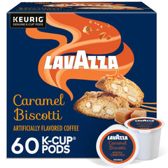 Lavazza Caramel Biscotti pod close-up with caramel aroma for cozy mornings.
