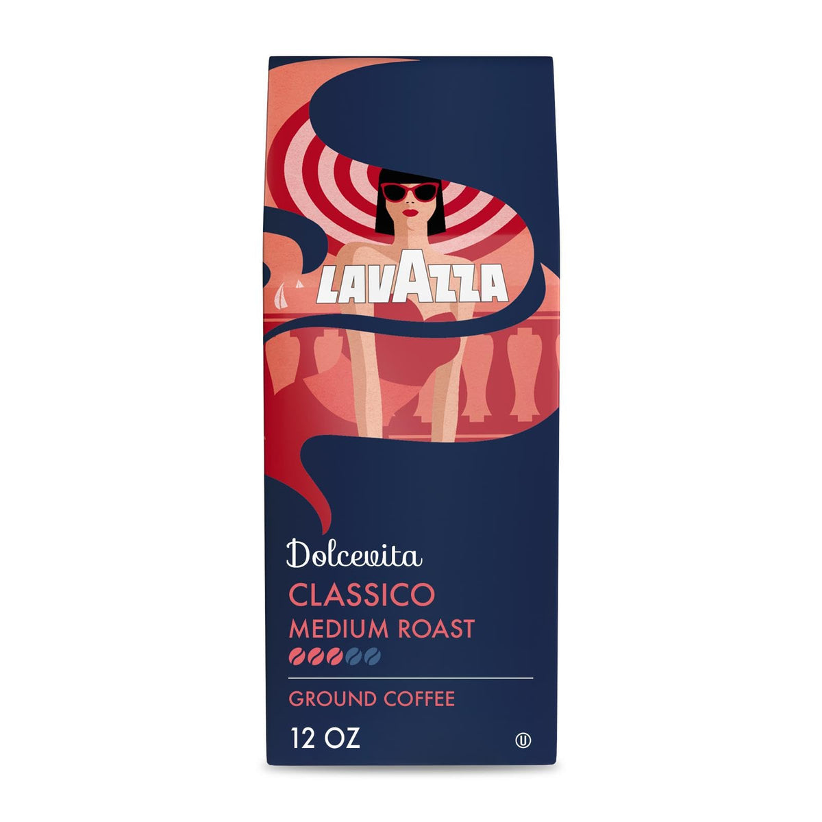 Lavazza Classico ground coffee pack shot highlighting 340g bag for drip brewing