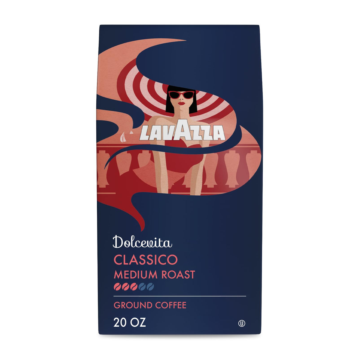 Lavazza Classico ground coffee bag shows rich aroma for everyday brewing.