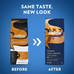 Lavazza Costiera Gran Aroma 12oz bag close-up highlighting light roast aroma