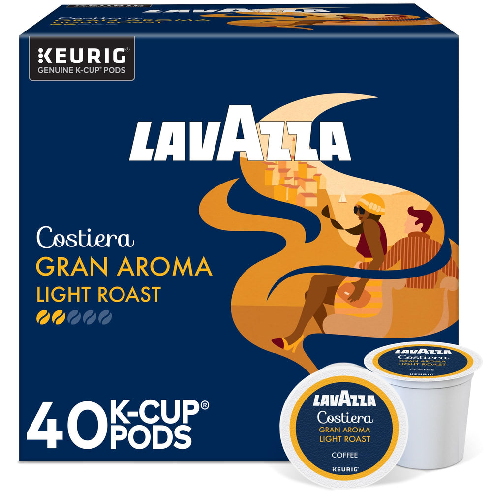Lavazza Costiera Gran Aroma box front – 40-count pods for easy daily coffee.