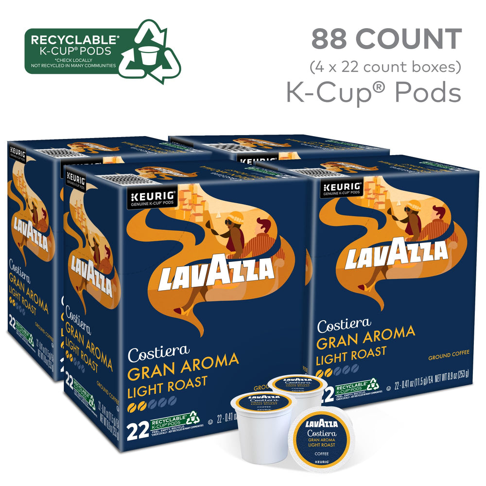 K-Cup pods of Lavazza Costiera Gran Aroma ready to brew