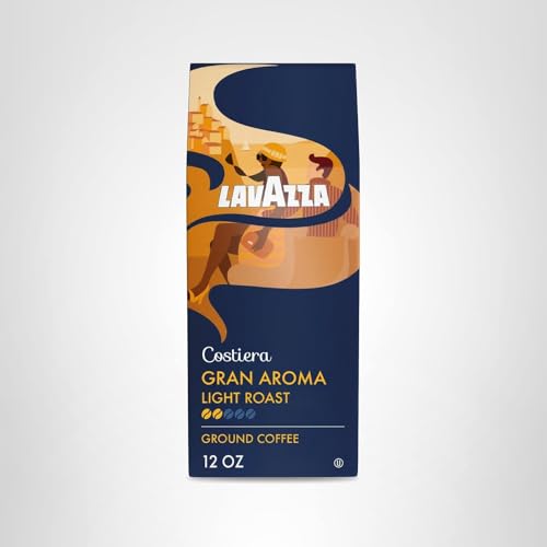 Brewed Lavazza Costiera Gran Aroma cup in bright kitchen signaling approachable elegance