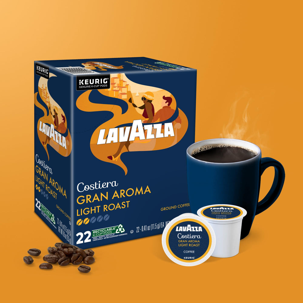 Steaming mug of Lavazza Costiera Gran Aroma coffee