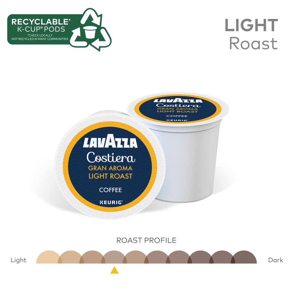 Hand holding Lavazza Costiera Gran Aroma pod for quick brew