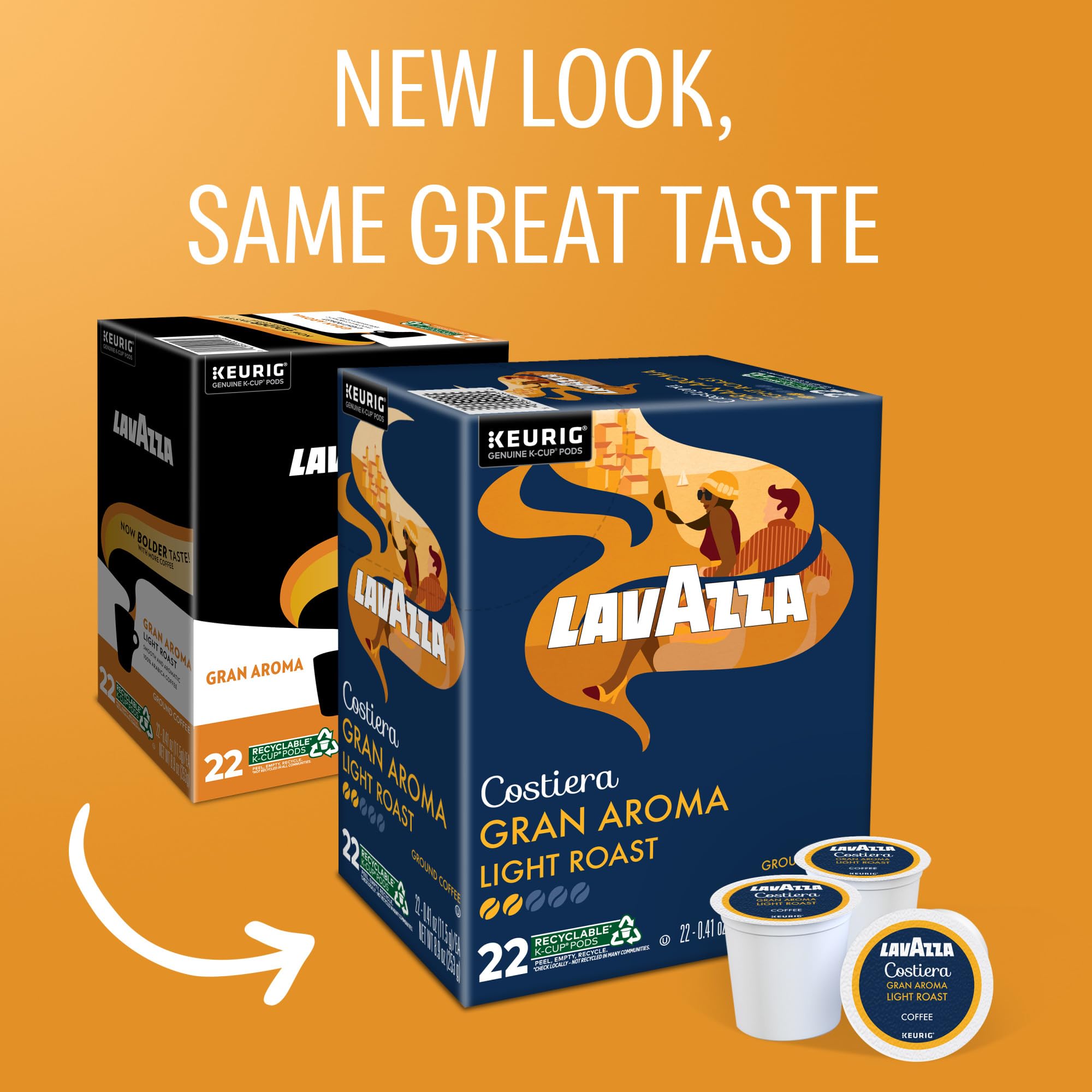 Lavazza Costiera Gran Aroma pods packaged for Keurig use