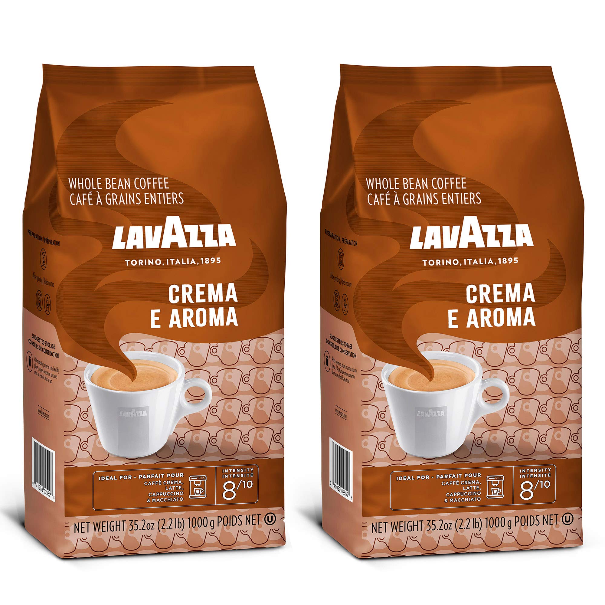 Lavazza Crema e Aroma bag of whole bean coffee for espresso crema.