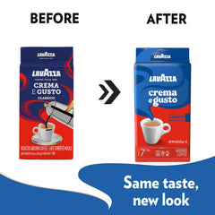 Lavazza Crema e Gusto grounds ready for drip, moka, or French press brewing.