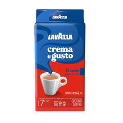 Lavazza Crema e Gusto ground coffee brick ideal for espresso machines, delivering rich crema.
