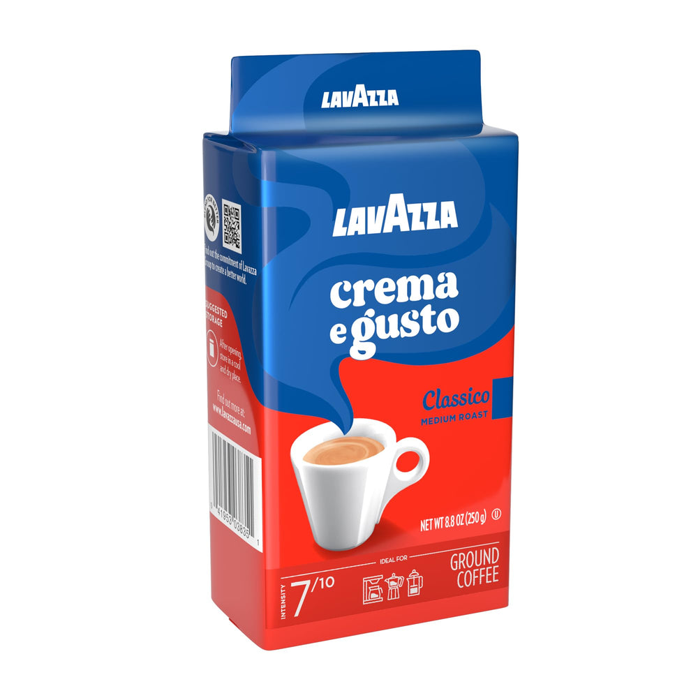 Lavazza Crema e Gusto 8.8 oz ground coffee package for home espresso and drip brewing.