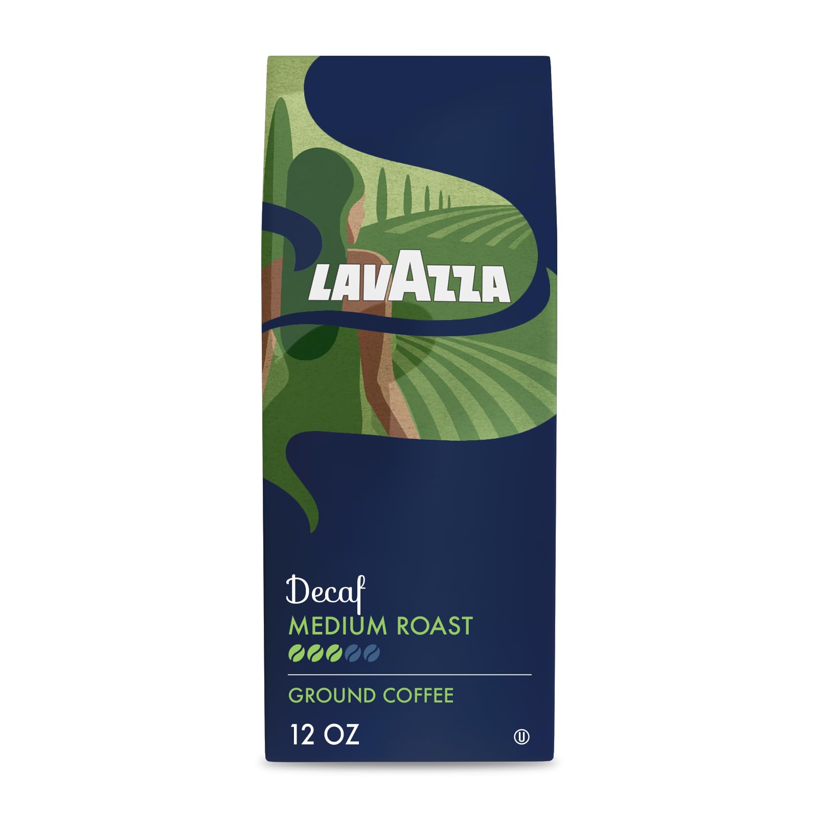 Lavazza Decaf Ground Coffee bag for drip brewing and everyday use.