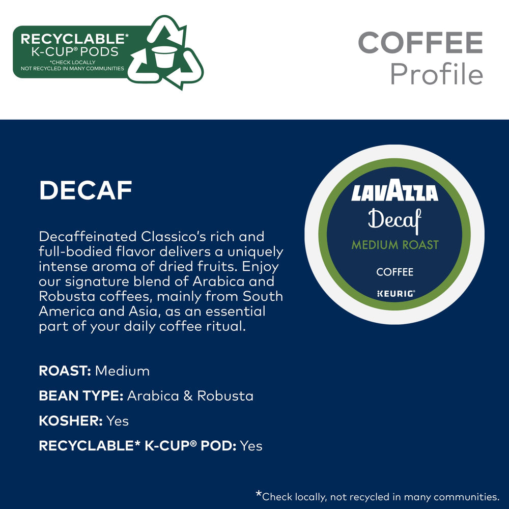 Medium roast Lavazza Decaf K-Cup pod