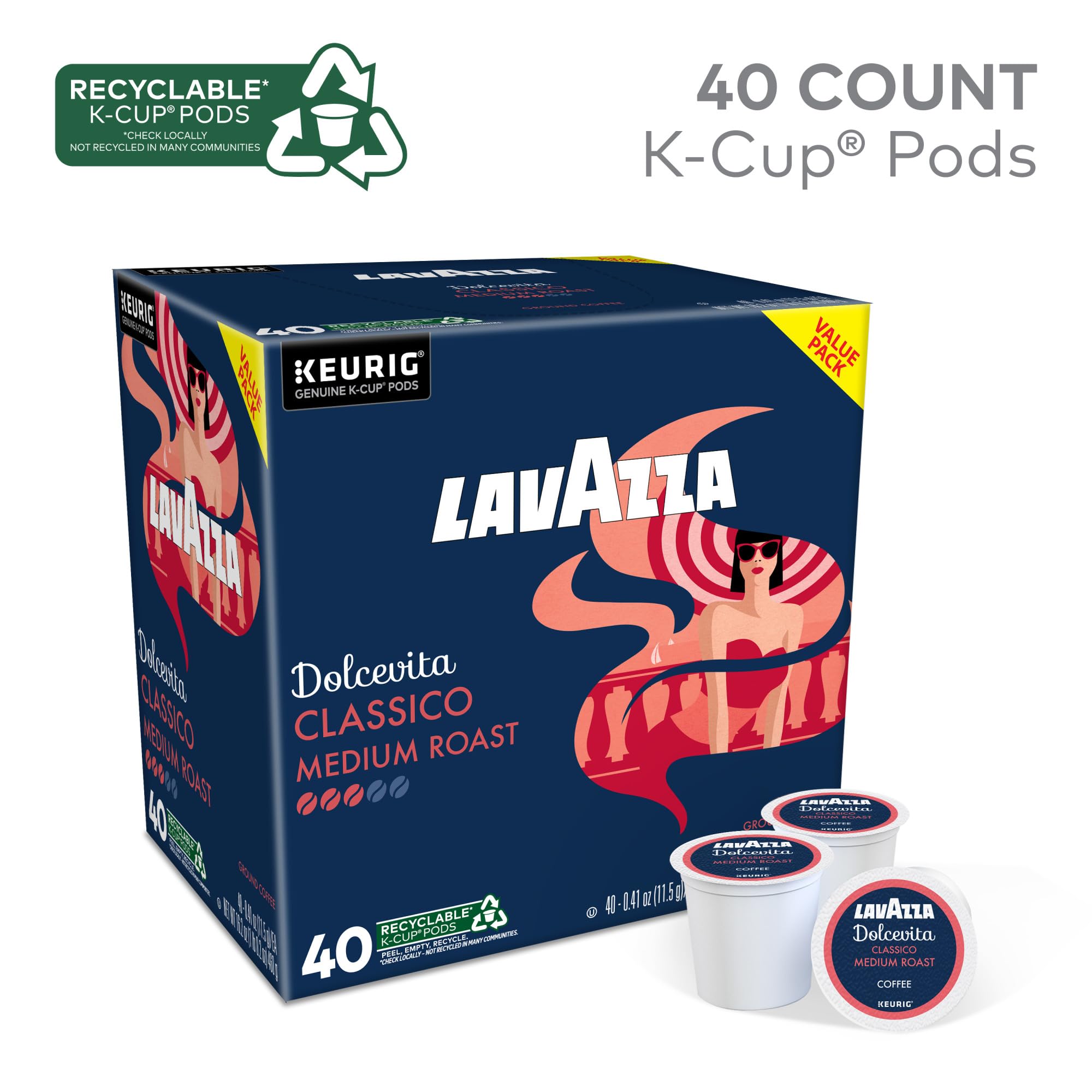 Lavazza Dolcevita Classico brewed cup showing medium roast richness.