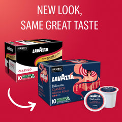 Lavazza Dolcevita Classico K-Cups closeup, showcasing convenient single-serve brewing