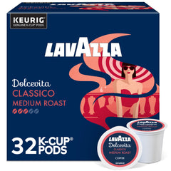 Lavazza Dolcevita Classico K-Cup pods for Keurig—full-bodied flavor for daily mornings.