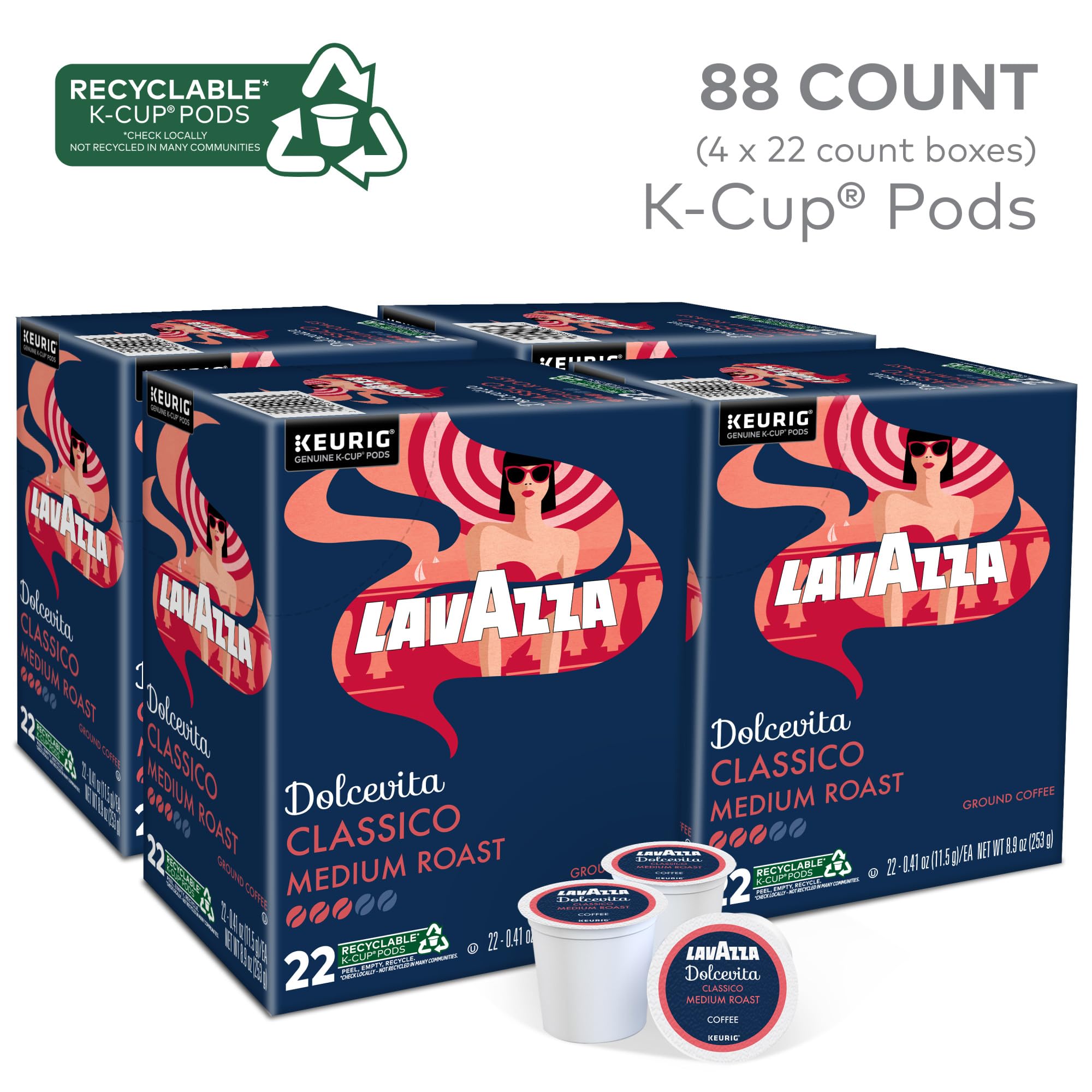 Lavazza Dolcevita Classico pods close-up highlights premium aroma and consistency