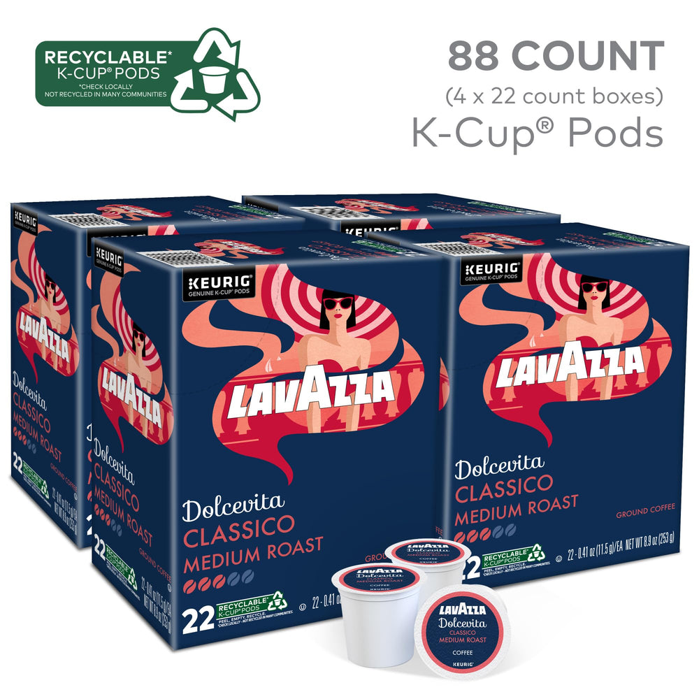Lavazza Dolcevita Classico pods close-up highlights premium aroma and consistency