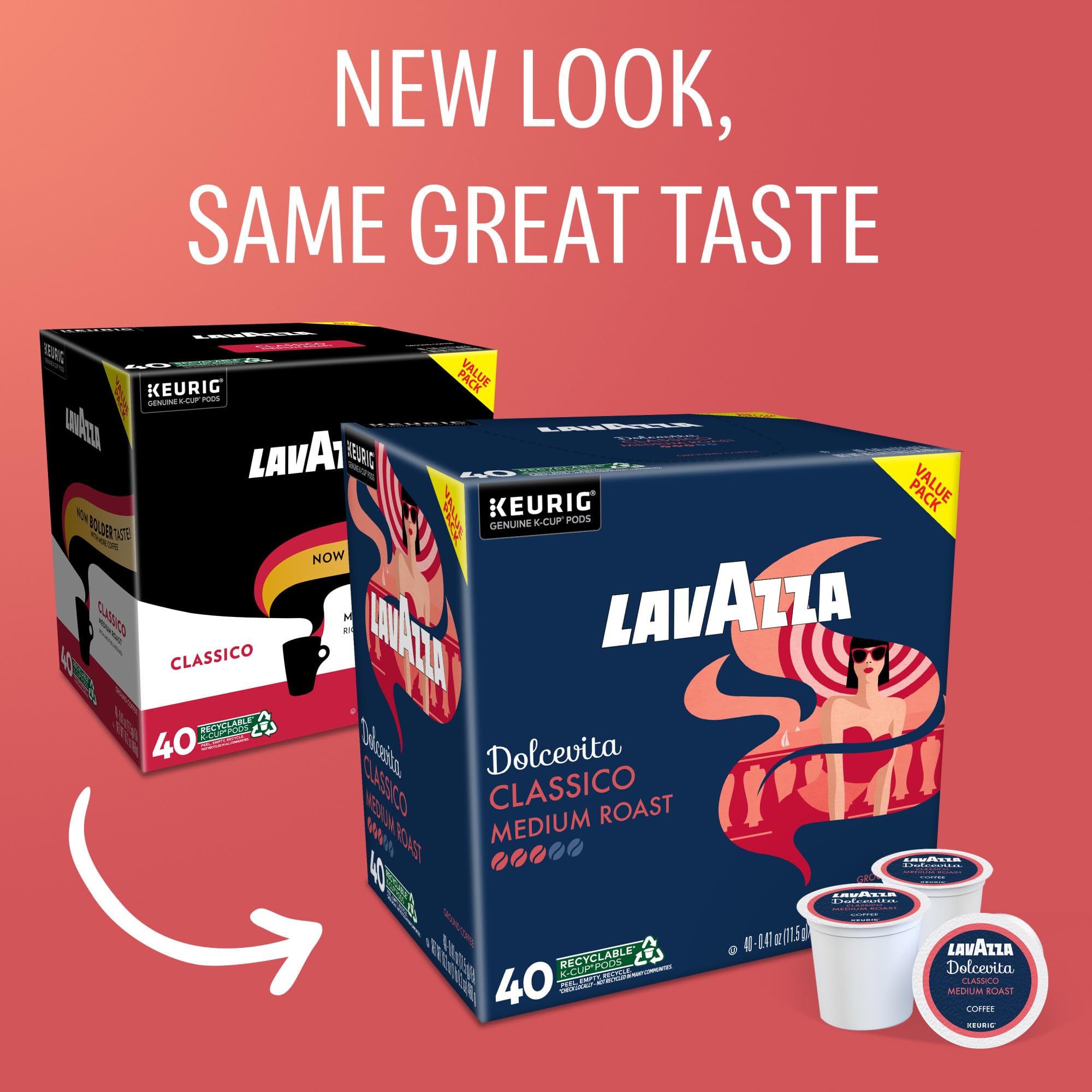 Lavazza Dolcevita Classico K-Cup pod close-up for a balanced cup.