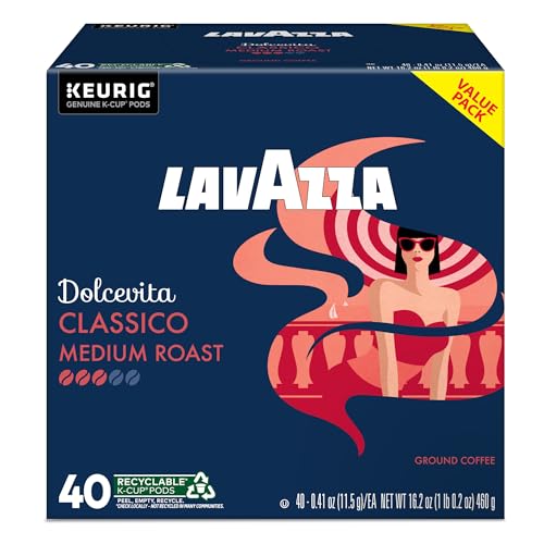 Lavazza Dolcevita Classico steaming cup on a saucer.