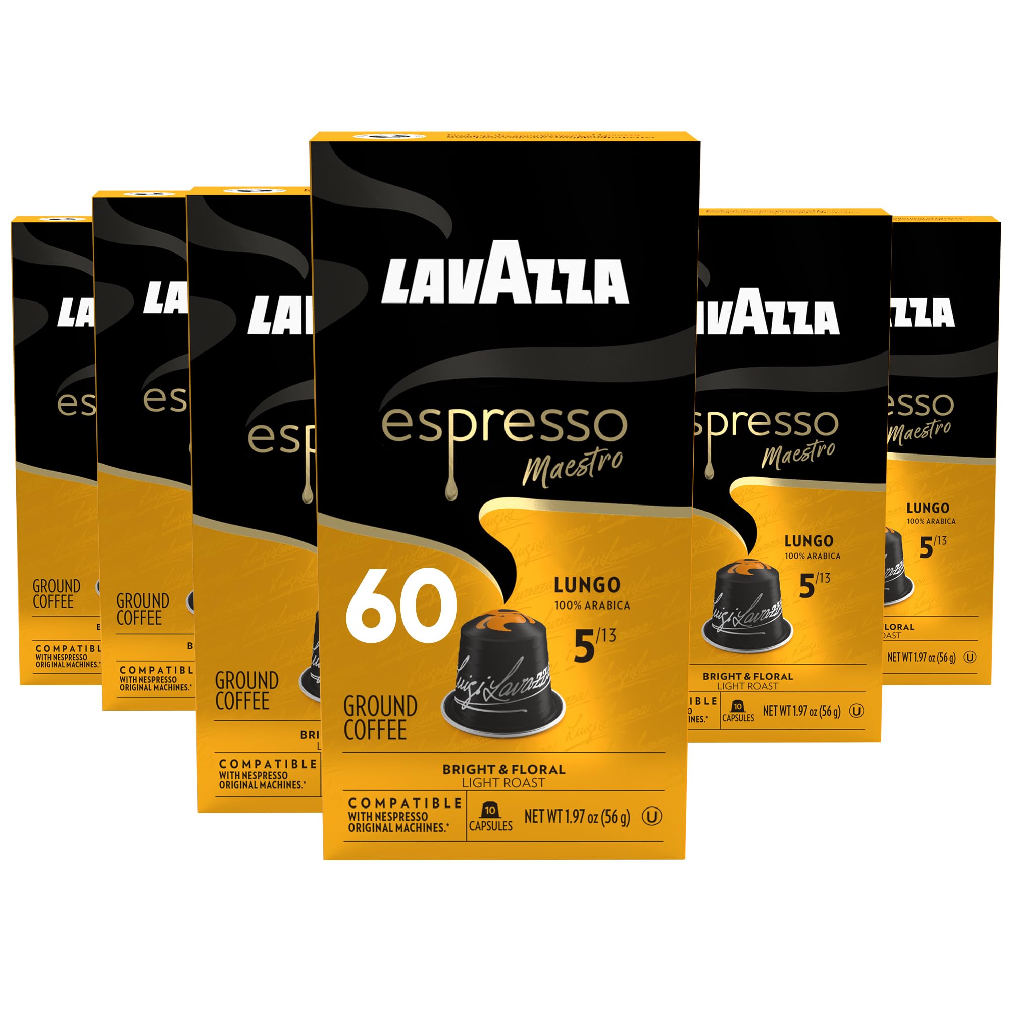 Lavazza Espresso Maestro Lungo aluminum capsules ready for Nespresso Original machines
