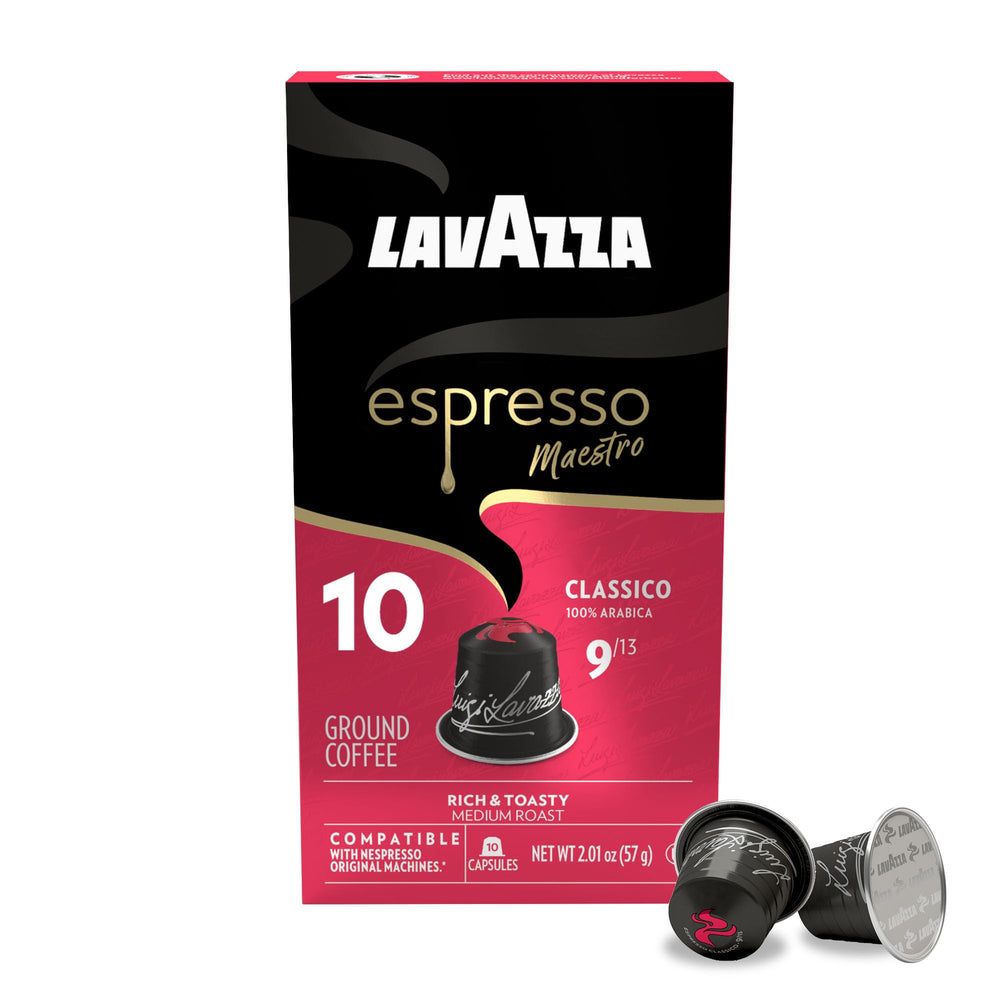 Lavazza Espresso Classico aroma-rich capsules ready to brew.