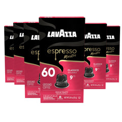 Lavazza Espresso Classico capsules in a 60-pod pack for quick espresso at home.