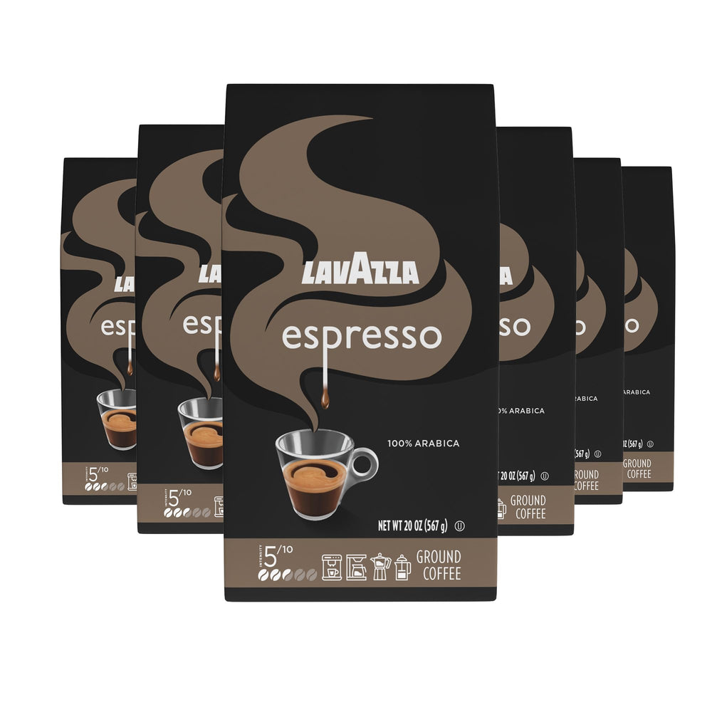 Lavazza espresso ground coffee 20oz bag pack6 for versatile espresso and drip brewing