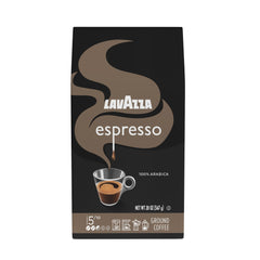 Lavazza Espresso Ground Coffee 20 oz bag, inviting aroma for home brewing